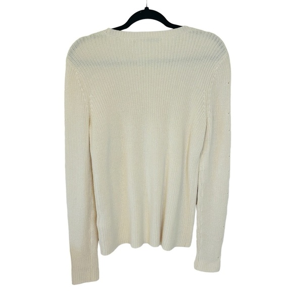 Lauren Ralph Lauren Cream (Missing laces) Perforated Sleeve SZ Medium Sweater - Picture 4 of 11
